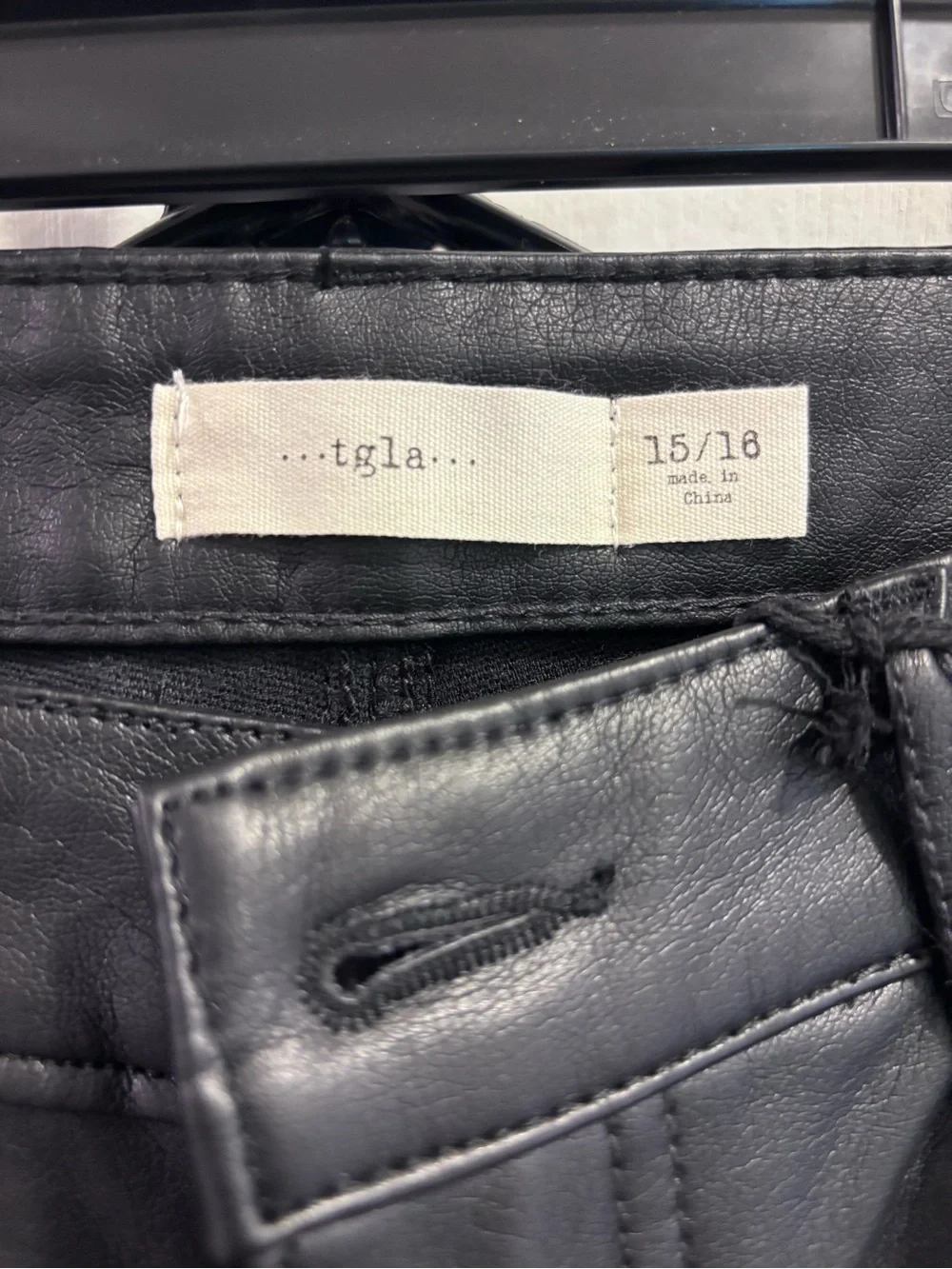 tgla Black Faux Leather Pants